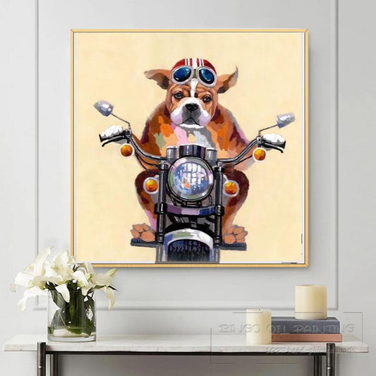 Motorcycle Puppy 50% Hand-painting