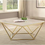 Justine Marble Gold Coffee Table (Faux Marble)