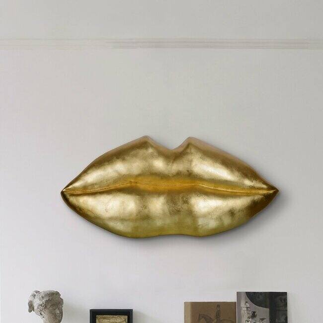 Polyresin Golden Lip Sculpture