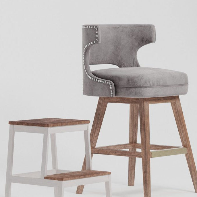 Modern Swivel Fabric Canvas Gray Task Stool