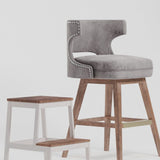 Modern Swivel Fabric Canvas Gray Task Stool